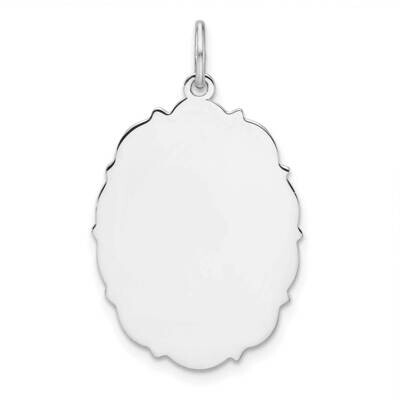 Rh-Plt Engraveable Polished Front Satin Back Disc Charm Sterling Silver QM553/18, MPN: QM553/18,