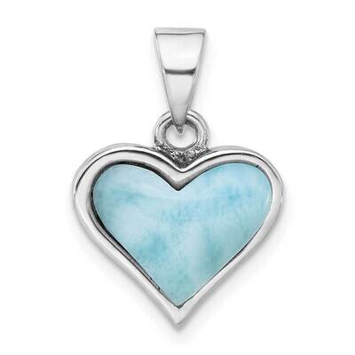 Larimar Heart Pendant Sterling Silver Rhodium-Plated QP5786, MPN: QP5786,