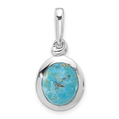 Turquoise Oval Pendant Sterling Silver Rhodium-Plated QP5830, MPN: QP5830,