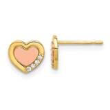 Madi K Two-Tone Polished CZ Heart Post Earrings 14k Gold SE3053, MPN: SE3053,