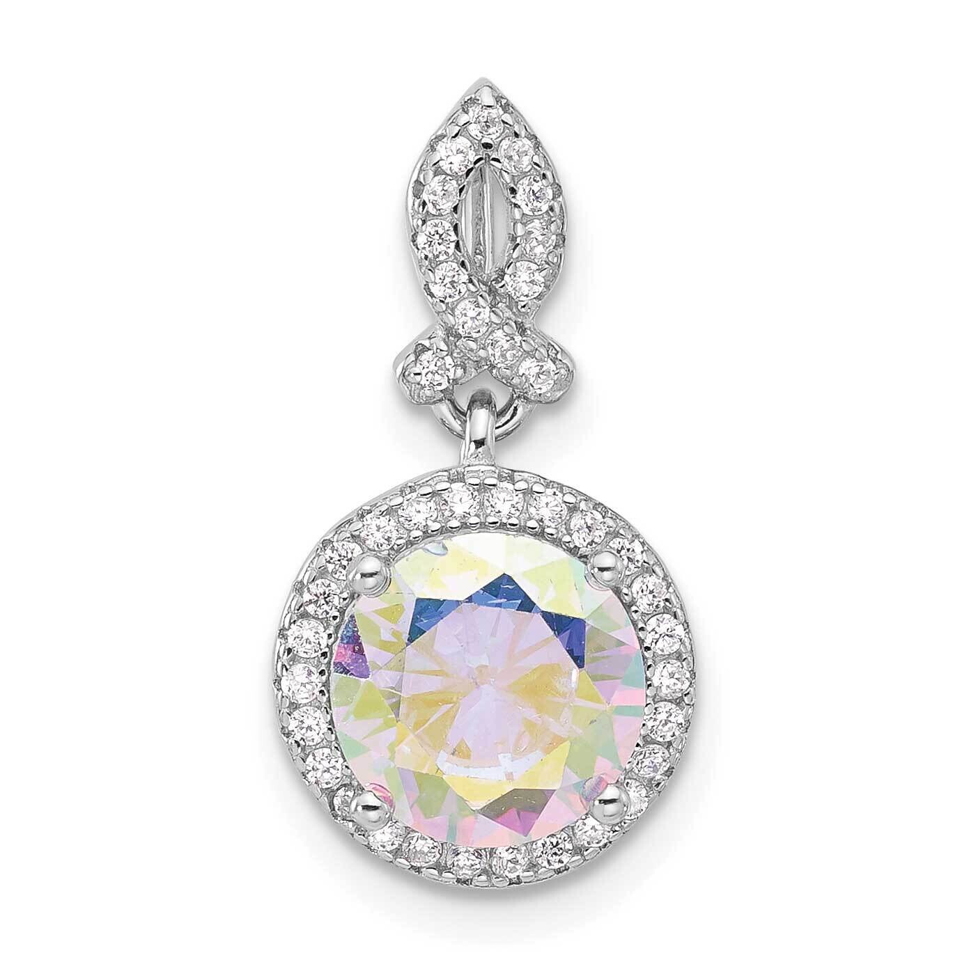 Iridescent CZ Pendant Sterling Silver Rhodium-Plated QP5769, MPN: QP5769,