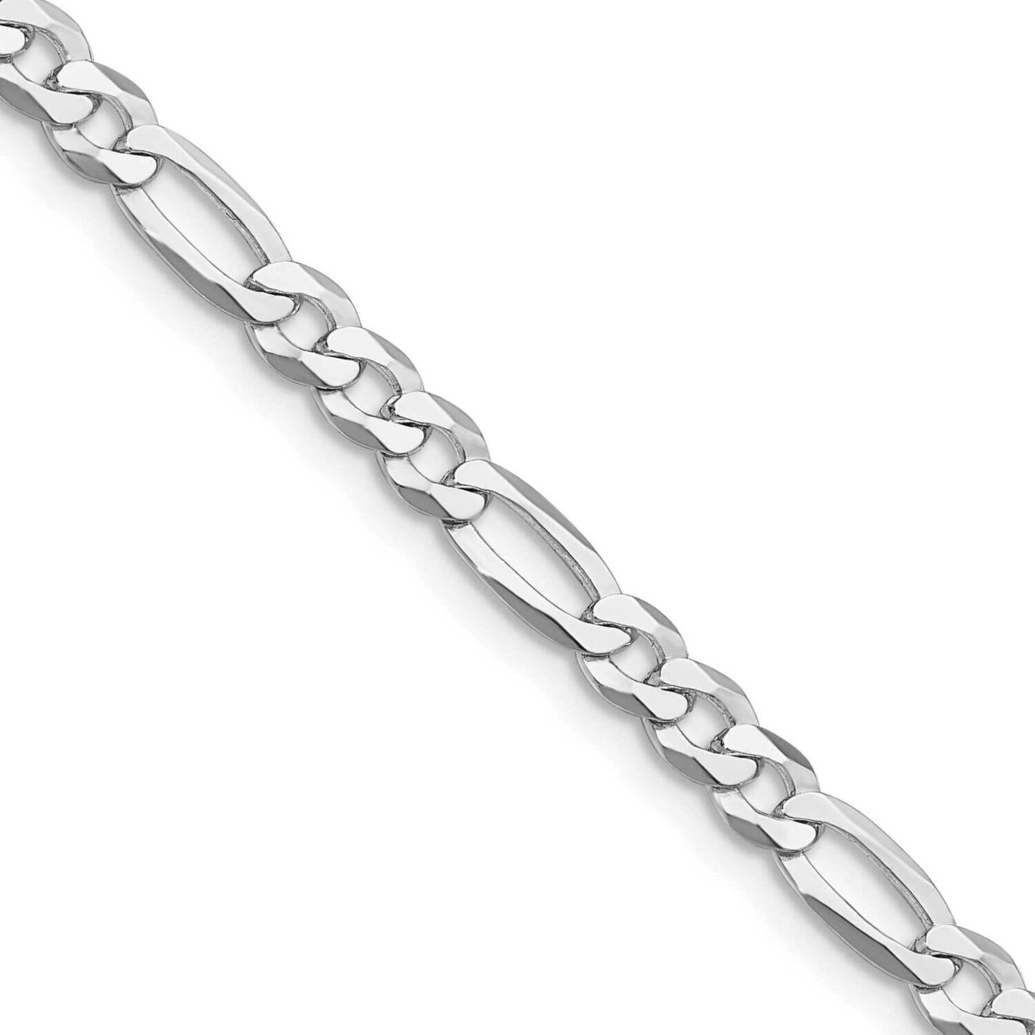 4.5mm Lightweight Flat Figaro Chain 20 Inch Sterling Silver Rhodium-Plated QMB120R-20