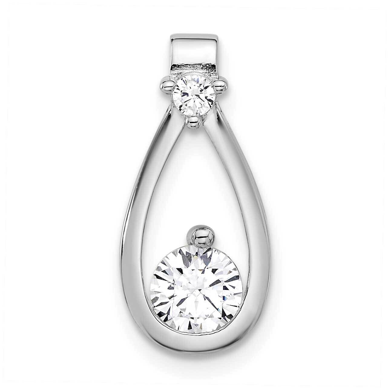 CZ Teardrop Shape Chain Slide Sterling Silver Rhodium-Plated QP5741, MPN: QP5741,