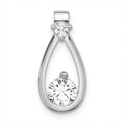 CZ Teardrop Shape Chain Slide Sterling Silver Rhodium-Plated QP5741, MPN: QP5741,