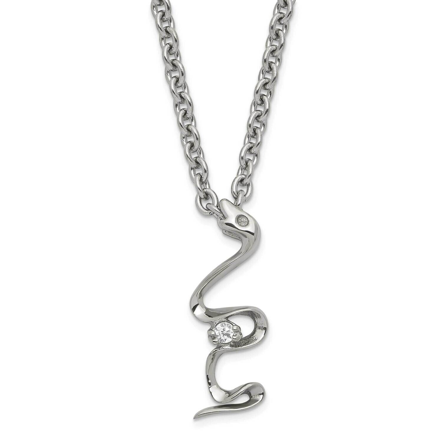 Polished CZ Snake Necklace Stainless Steel SRN1010-18