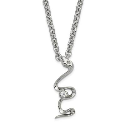 Polished CZ Snake Necklace Stainless Steel SRN1010-18 by Chisel, MPN: SRN1010-18, 883957584140