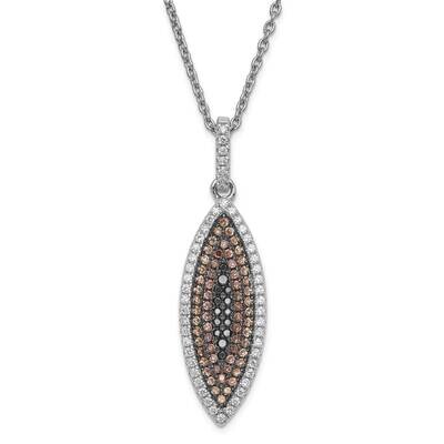 Brown Black Clear CZ Brilliant Embers Necklace Sterling Silver QMP813-18, MPN: QMP813-18, 883957040…