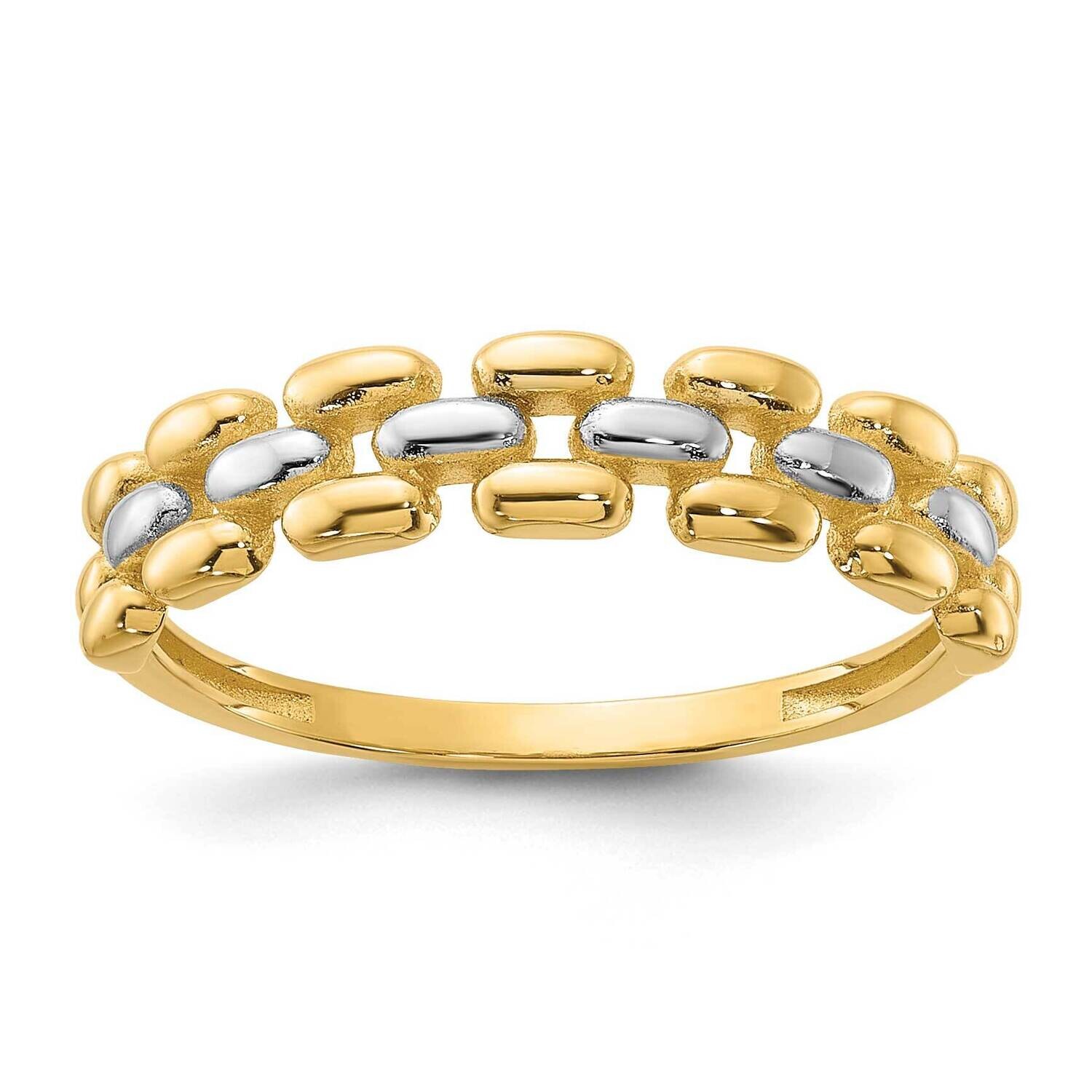 Polished Fashion Ring 14k Gold White Rhodium R962
