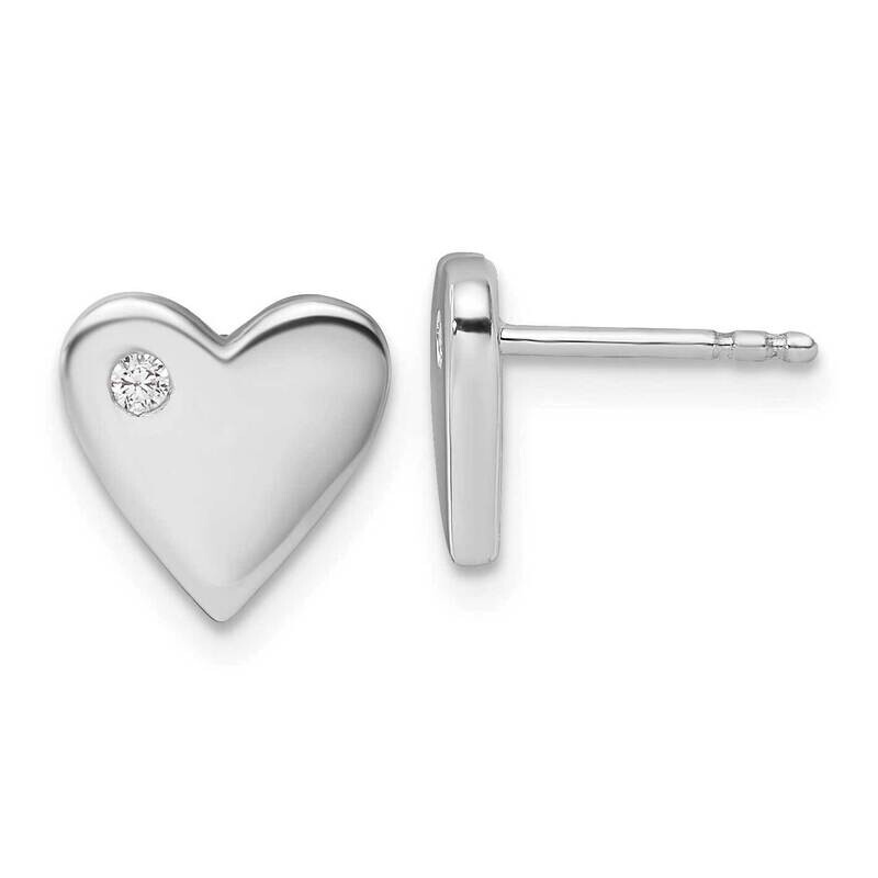White Ice Diamond Heart Earrings Sterling Silver Rhodium-Plated QW535