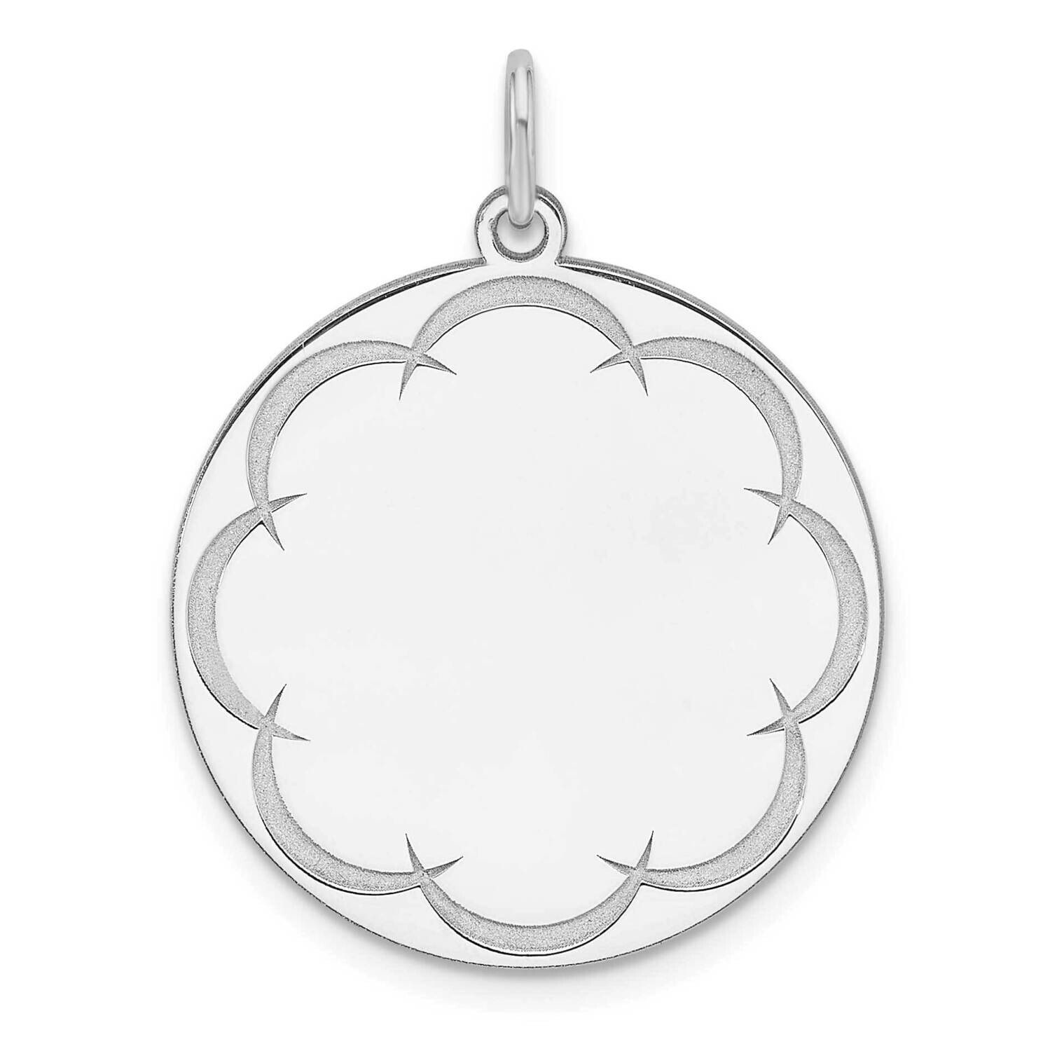 Rhod-Plated Eng. Rnd Polish Front Back Disc Charm Sterling Silver QM547/18P, MPN: QM547/18P,