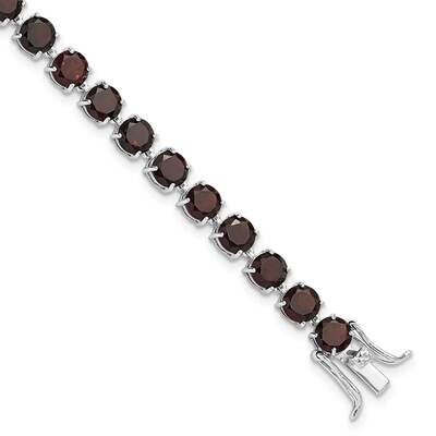 5mm 17.4Ga Garnet 8 Inch Bracelet Sterling Silver Rhodium-Plated QX992GA, MPN: QX992GA,