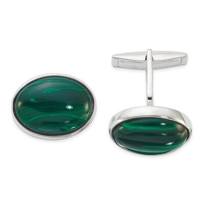 Malachite Oval Cuff Links Sterling Silver Polished QQ655 by Men&#39;s Jewelry and Accessories, MPN: QQ6…