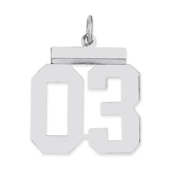 Medium Polished Number 3 Top Sterling Silver QMS03T, MPN: QMS03T,