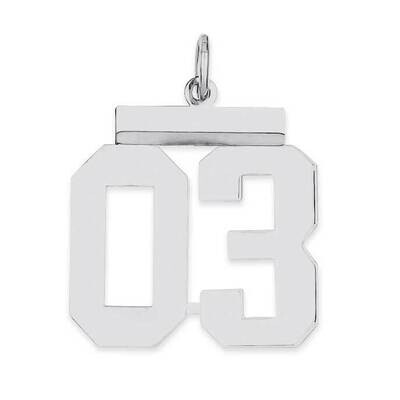 Medium Polished Number 3 Top Sterling Silver QMS03T, MPN: QMS03T,