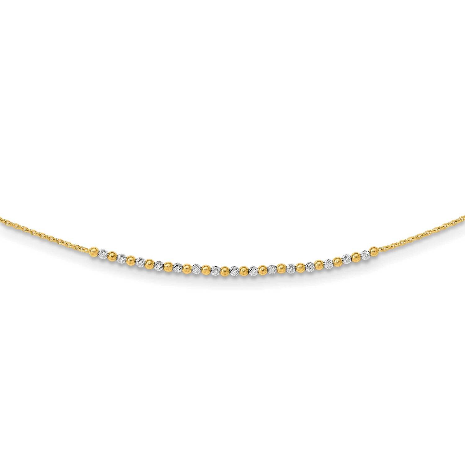Diamond-Cut Beaded 18 Inch Necklace 14k Two-Tone Gold SF3030-18