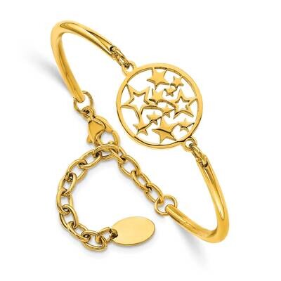 Chisel Polished Yellow Ip-Plated Stars 5.5 Inch Bangle Bracelet 2 Inch Extension Stainless Steel SR…