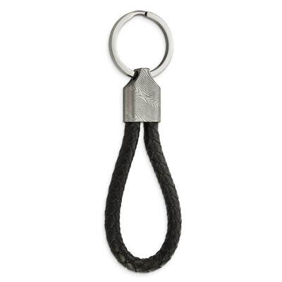 Chisel Damascus Steel Brushed Textured Black Leather Key Ring SRK183 by Chisel, MPN: SRK183, 883957…