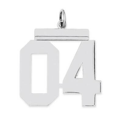 Large Polished Number 4 Top Sterling Silver QPL04T, MPN: QPL04T,