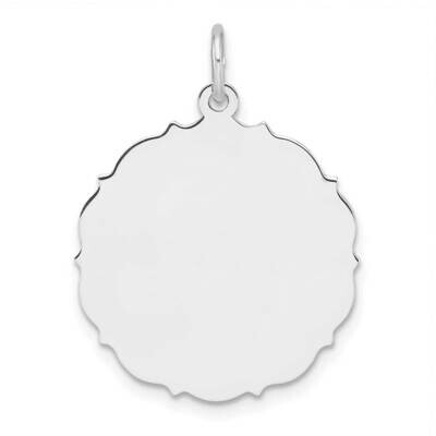 Rh-Plt Engraveable Polished Front Satin Back Disc Charm Sterling Silver QM552/18, MPN: QM552/18,