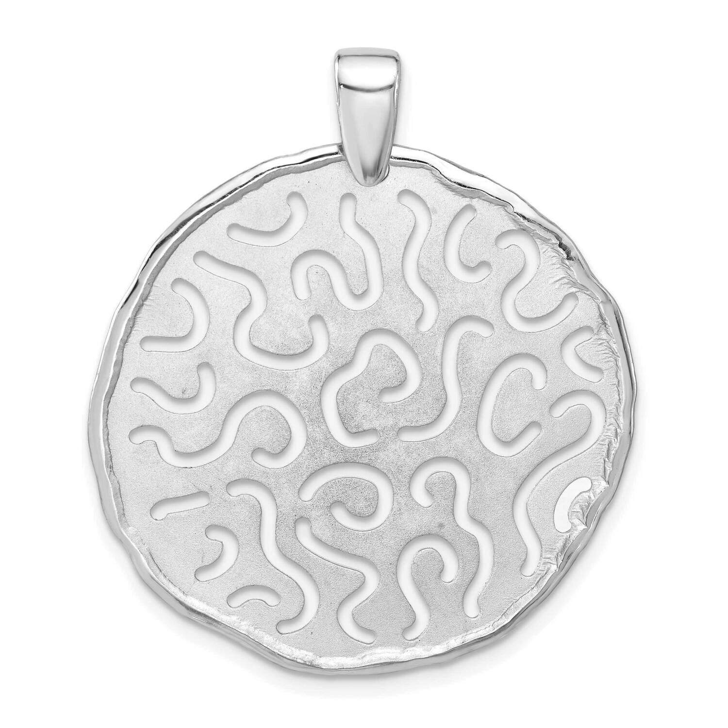 Rhodium Plated Polished Brushed Pendant Sterling Silver QP5807, MPN: QP5807,