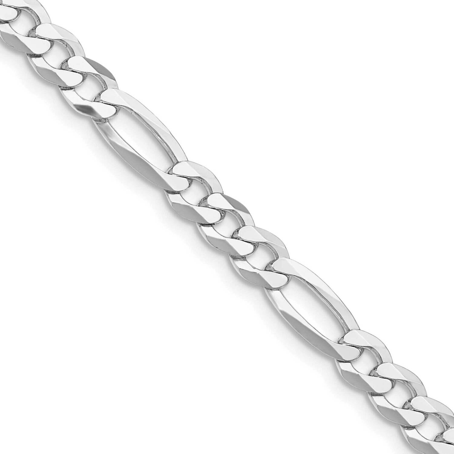 5.5mm Lightweight Flat Figaro Chain 24 Inch Sterling Silver Rhodium-Plated QMB150R-24