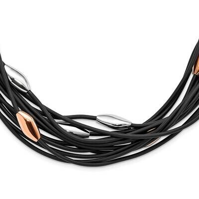 Polished Pink Ip-Plated Black Rubber 1In. Extender Necklace Stainless Steel SRN1543-17.5 by Chisel,…