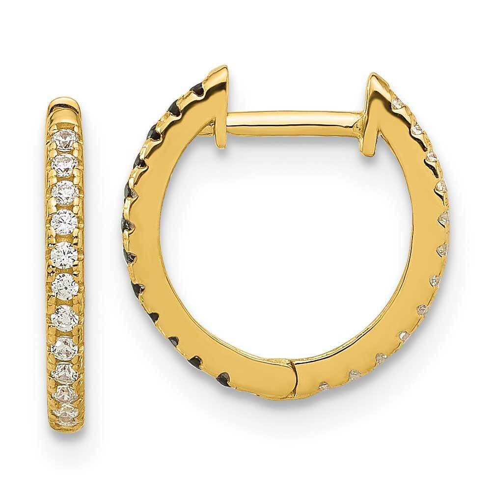 Madi K Black White CZ Reversible Hinged Huggie Hoop Earrings 14k Gold SE3069, MPN: SE3069,