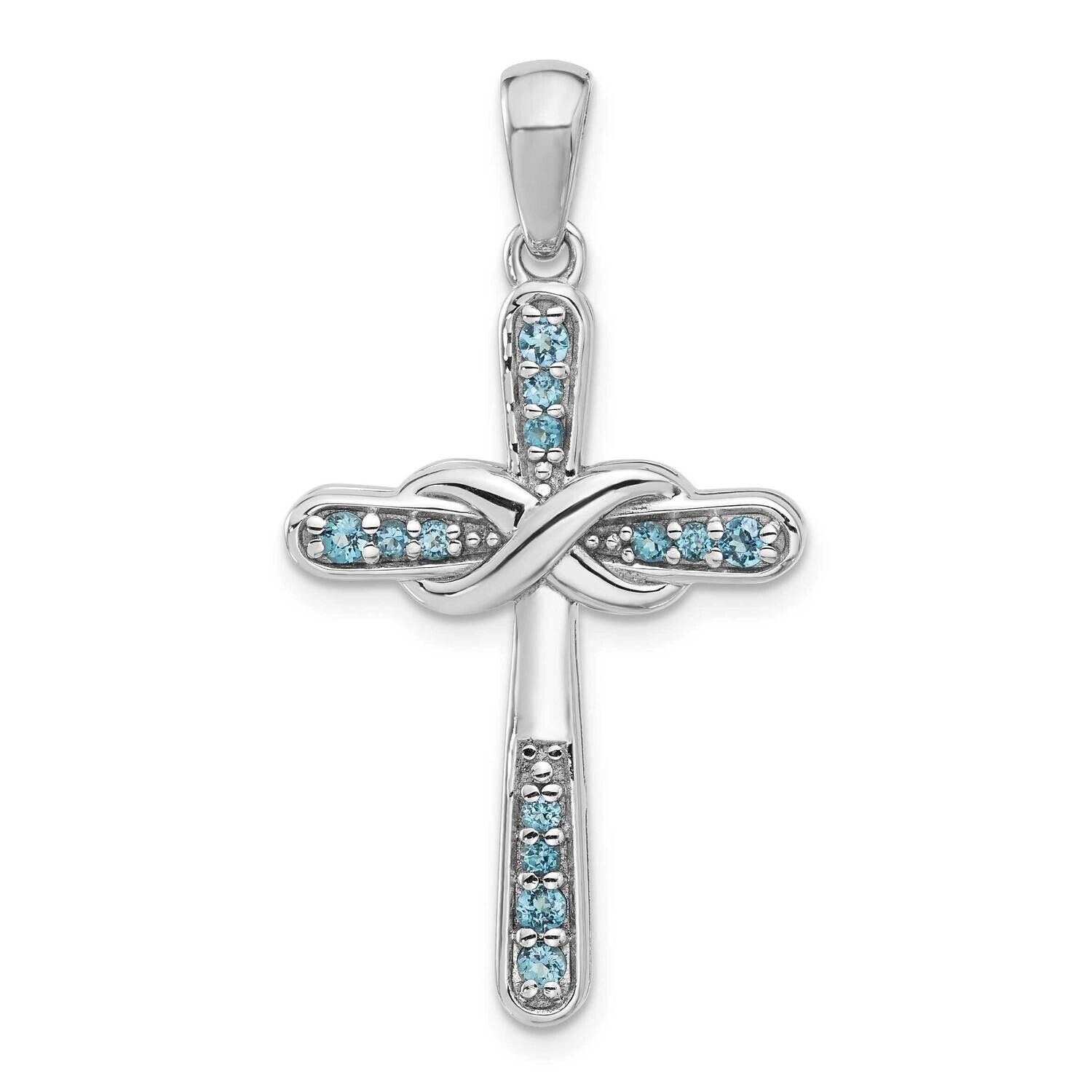 London Blue Topaz Infinity Cross Pendant Sterling Silver Rhodium-Plated QP5877BT, MPN: QP5877BT,