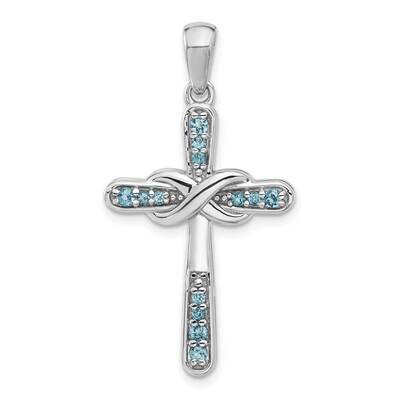 London Blue Topaz Infinity Cross Pendant Sterling Silver Rhodium-Plated QP5877BT, MPN: QP5877BT,