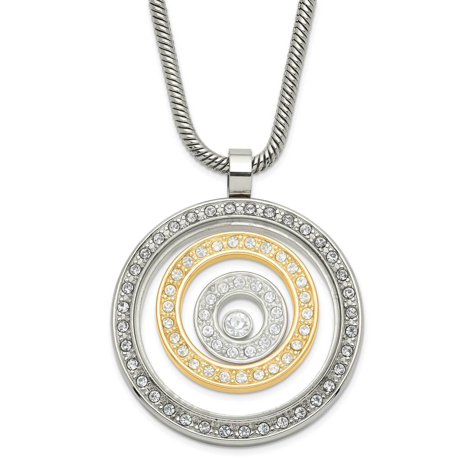 Yellow Ip-Plated CZ Circle Necklace Stainless Steel SRN262-20 by Chisel, MPN: SRN262-20, 8839577498…
