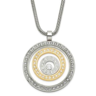 Yellow Ip-Plated CZ Circle Necklace Stainless Steel SRN262-20 by Chisel, MPN: SRN262-20, 8839577498…