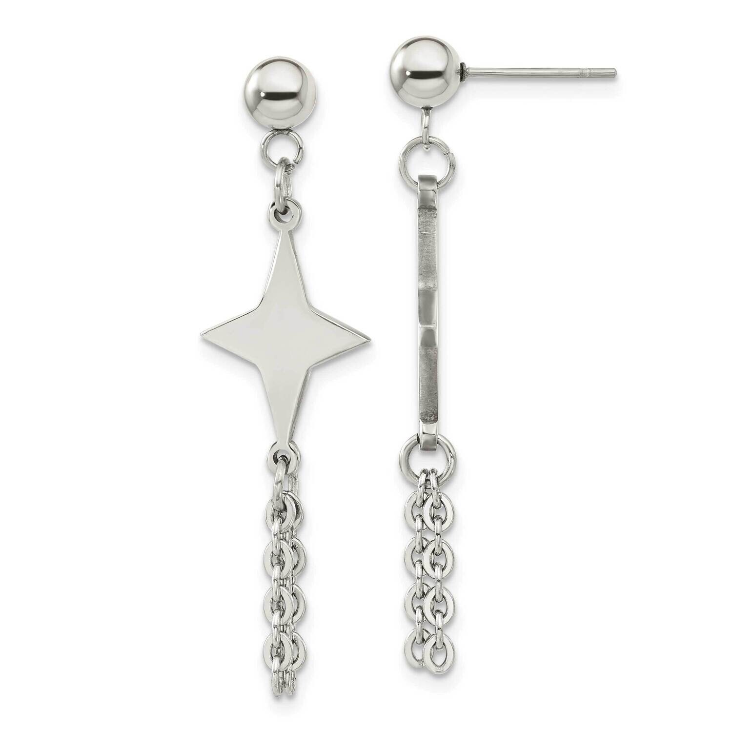 Chisel Polished Starburst Post Dangle Earrings Stainless Steel SRE1606 by Chisel, MPN: SRE1606, 883…