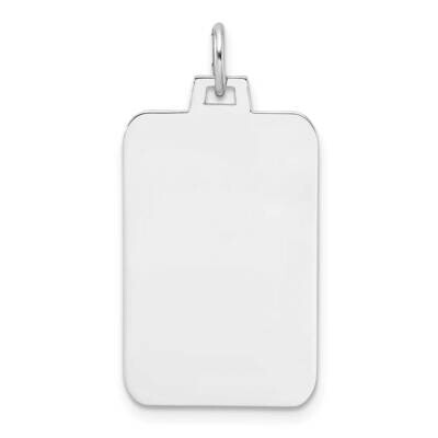 Rhod.-Plated Eng. Rect. Polish Front Satin Back Disc Charm Sterling Silver QM555/35, MPN: QM555/35,