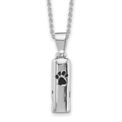 Enameled Paw Prints Ash Holder Necklace Sterling Silver Rhodium-Plated QP5323/QCL035RH-18, MPN: QP5…