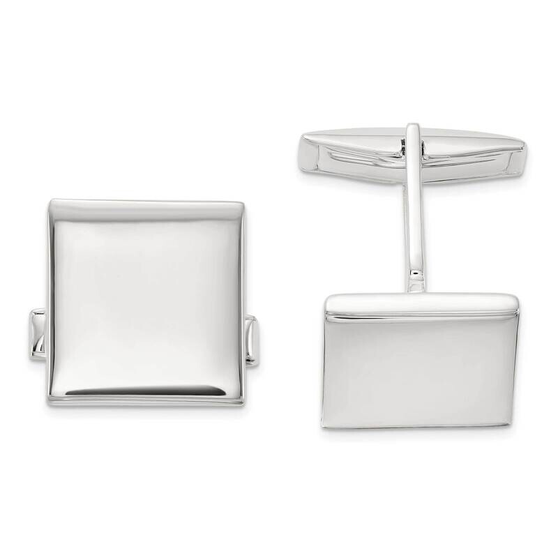 Square Cuff Links Sterling Silver Polished QQ638