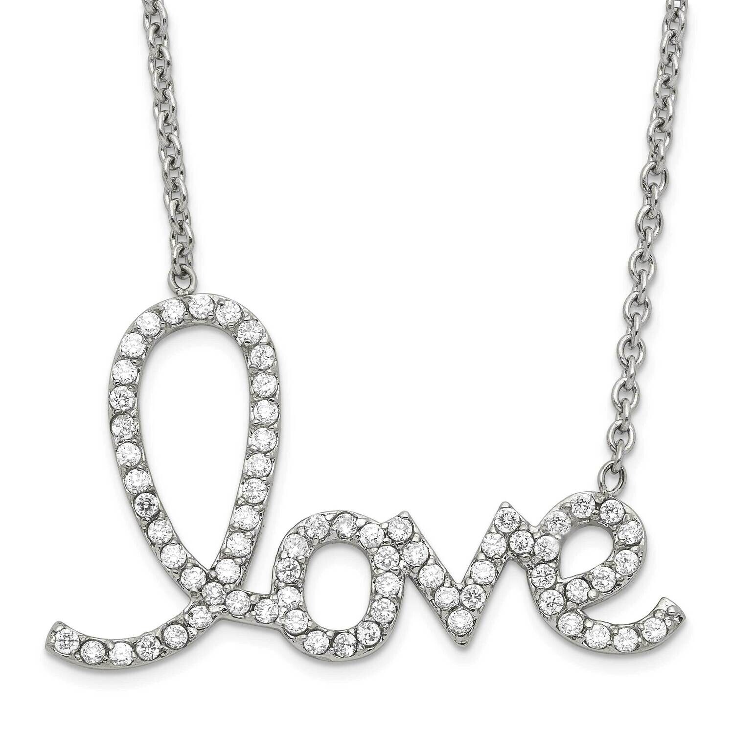 Polished CZ Love Necklace Stainless Steel SRN1542-18 by Chisel, MPN: SRN1542-18, 883957764504