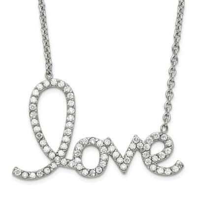 Polished CZ Love Necklace Stainless Steel SRN1542-18 by Chisel, MPN: SRN1542-18, 883957764504