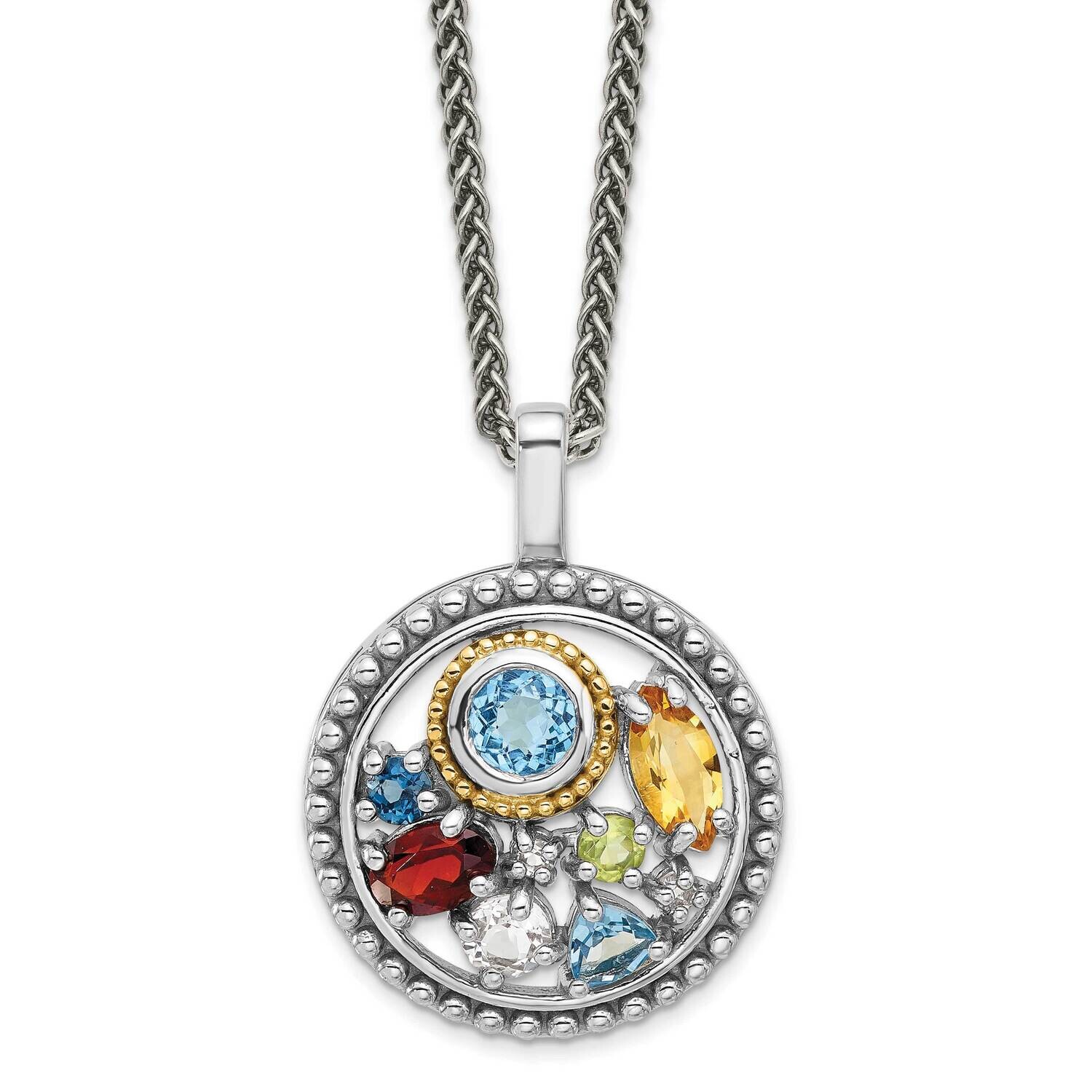Shey Couture 14K Accent .43 Citrine .93 Swiss Blue Topaz .14 Light Blue Topaz .13 Peridot 18 Inch N…