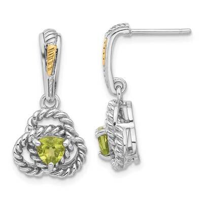 Shey Couture 14K Accent Peridot Dangle Post Earrings Sterling Silver Rhodium-Plated QTC1823, MPN: Q…