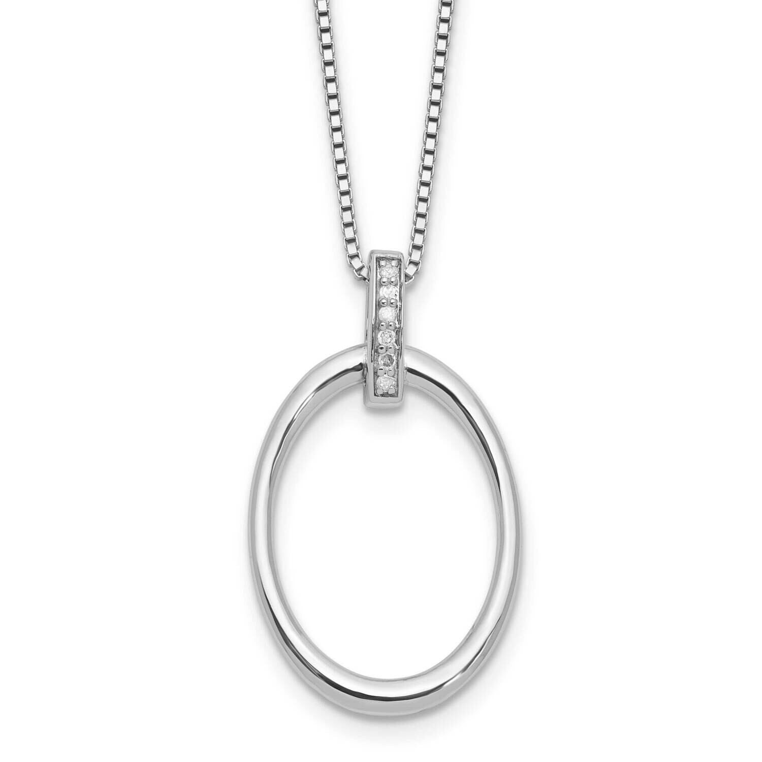 Rh Plated White Ice .05Ct. Diamond Oval 2 Inch Extension Necklace Sterling Silver QW562-18, MPN: QW…