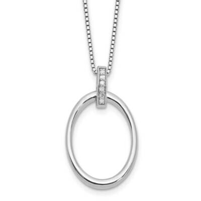 Rh Plated White Ice .05Ct. Diamond Oval 2 Inch Extension Necklace Sterling Silver QW562-18, MPN: QW…