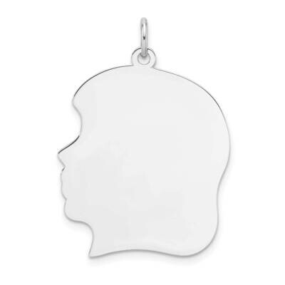 Rhod-Plate Eng. Girl Polished Front Satin Back Disc Charm Sterling Silver QM566/27, MPN: QM566/27,