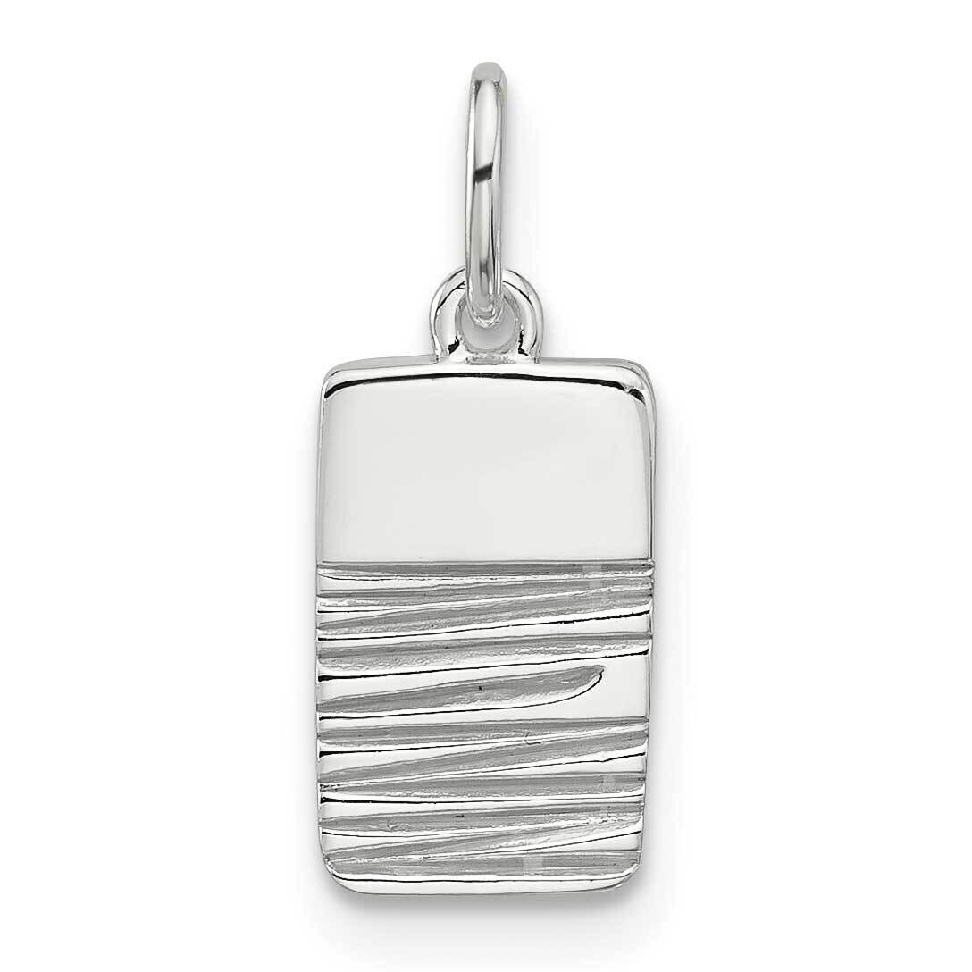 E-Coated Textured Rectangle Charm Sterling Silver QP5735, MPN: QP5735,