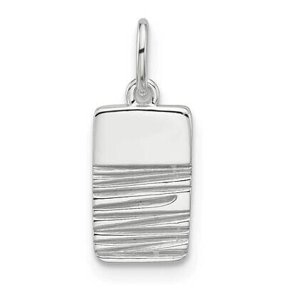 E-Coated Textured Rectangle Charm Sterling Silver QP5735, MPN: QP5735,