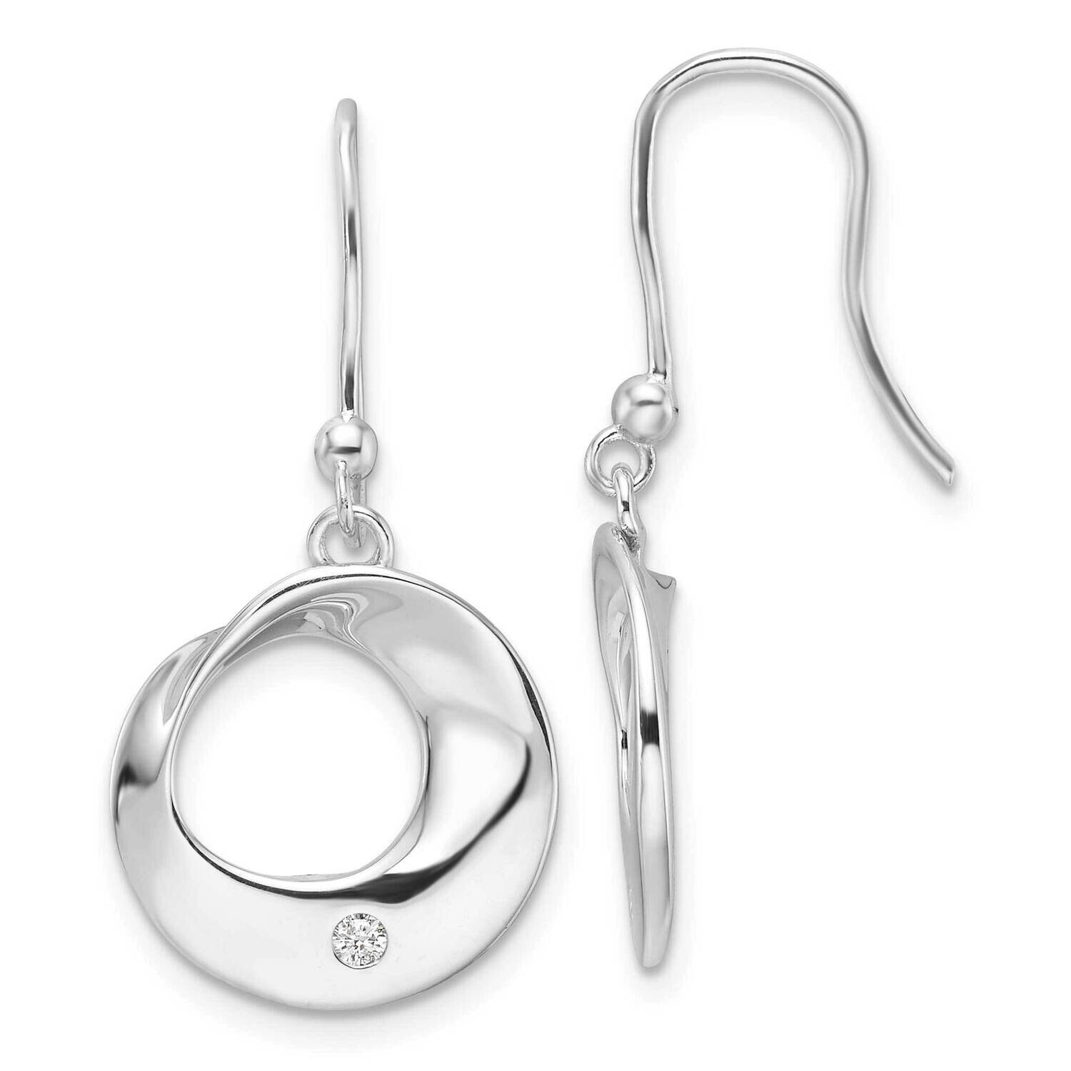 Rh Plated White Ice .05Ct. Diamond Dangle Earrings Sterling Silver QW555, MPN: QW555,
