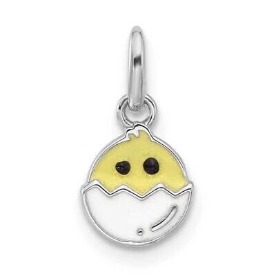 Enameled Chick In Egg Children&#39;s Pendant Sterling Silver Rhodium-Plated QP5853, MPN: QP5853,