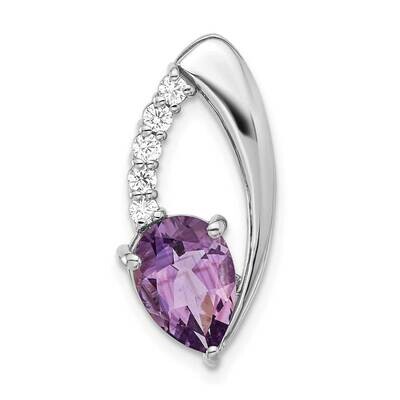 Amethyst CZ Chain Slide Sterling Silver Rhodium-Plated QP5861AM, MPN: QP5861AM,