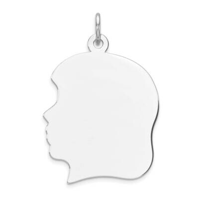 Rhodium Plated Girl Polished Front Back Disc Charm Sterling Silver QM522/50P, MPN: QM522/50P,