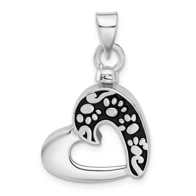 Enamel Heart Paw Prints Pendant Sterling Silver Rhodium-Plated QP5726, MPN: QP5726,