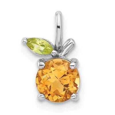 Citrine Peridot Orange Pendant Sterling Silver Rhodium-Plated QP5879CI, MPN: QP5879CI,